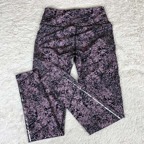 Noli Yoga Legging Pink Black Splatter Reflective Side Stripe - Picture 4 of 7